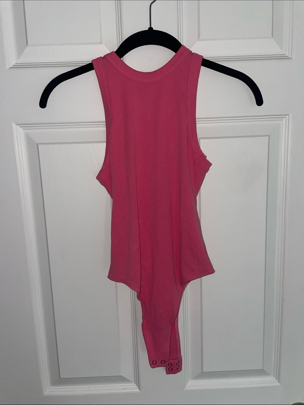 pistola Ribbed Hot Pink Sleeveless High Neck Bodysuit